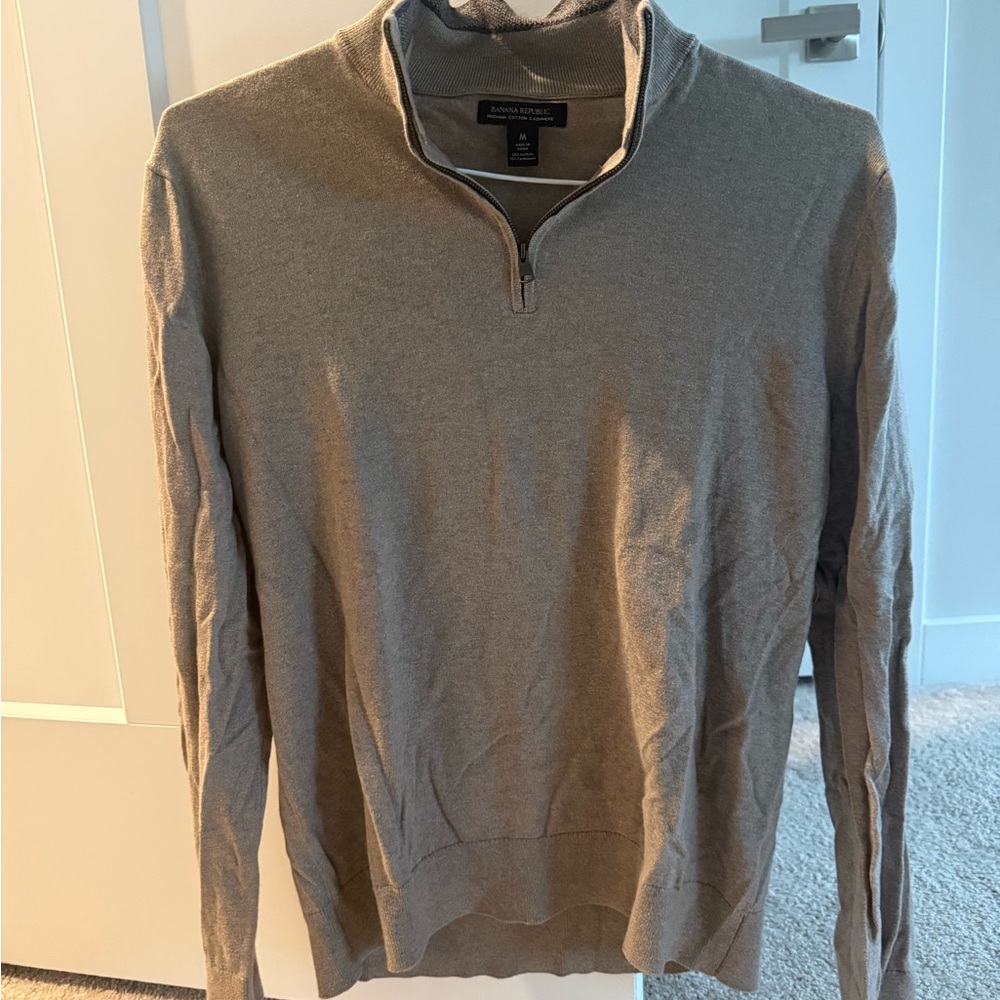 Banana Republic Men's Gray Zip-Up Sweater